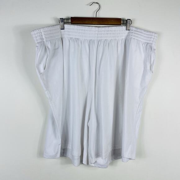 Woman Within Size 30 32 Pull On Knit Shorts White Cotton Blend Pockets - Picture 1 of 5